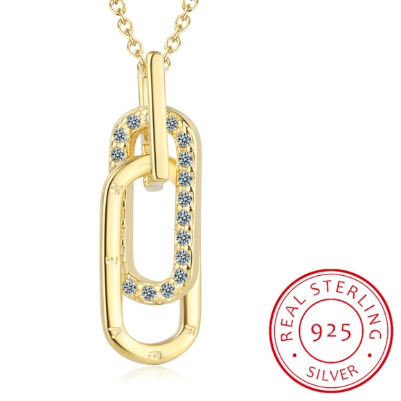 14k gold & sterling silver diamond necklace - Picture 5 of 7